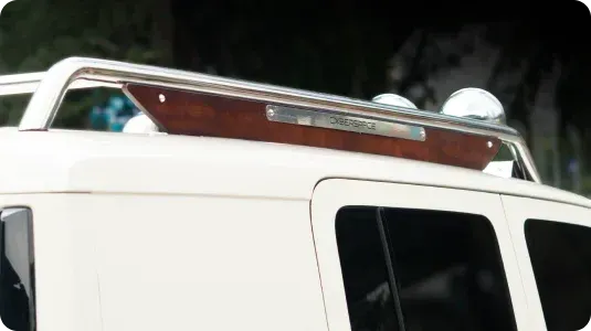 v23 pro exterior 4 retro chrome roof rack with wooden ornament